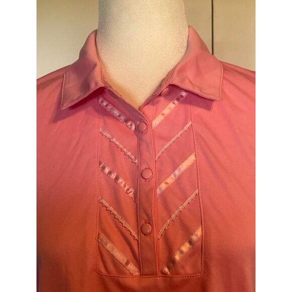 EP Pro Women Size Large Tour Tech Golf Shirt Pink 1/2 Button Front - Picture 2 of 4